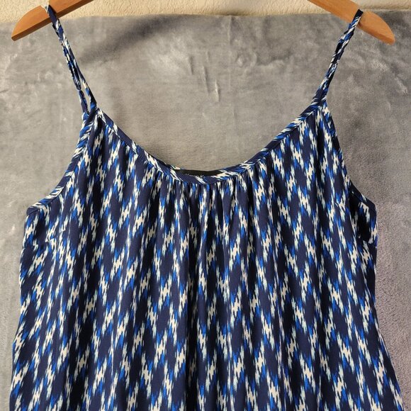 Karen Kane Womens Jumpsuit L Blue White Ikat Print Boho Resort Made in USA - Picture 5 of 9